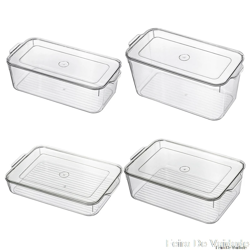 

Refrigerator Organizer Bins Stackable Fridge Organizers with Cutout Handles Clear Plastic Pantry Food Storage Rack