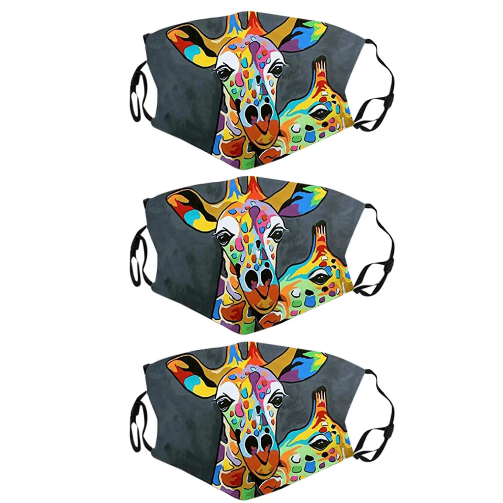 

1/3PC Mask + 2/10Filters Polyester Washable Reusable Face Mask Fashion Adult Mask Cover Print Filter Mask Mouth Mask With Design