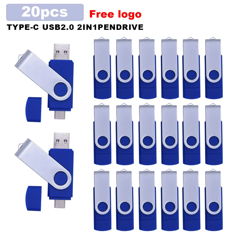 20 шт./лот OTG 2 0 Usb флэш накопитель металлический u диск USB флеш в 1 с Type c 4 ГБ 8 16 32 64 для
