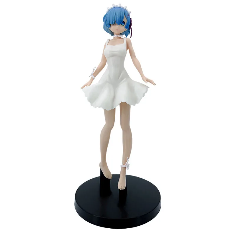 

Re Life In A Different World From Zero Rem White Dress Anime Action Figure GK 22CM PVC Statue Collectible Figma Toy For Children