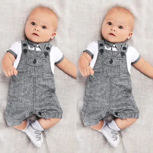 

New 2PCS Set Baby Boys Cloth Set Infants T-shirt Top+Bib Pants Kids Jumpsuit Newborn Overall Costume