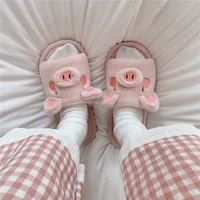 fluffy woman slippers at home shoes winter faux fur slides for women fuzzy animal slippers indoor cute pig girls house shoes