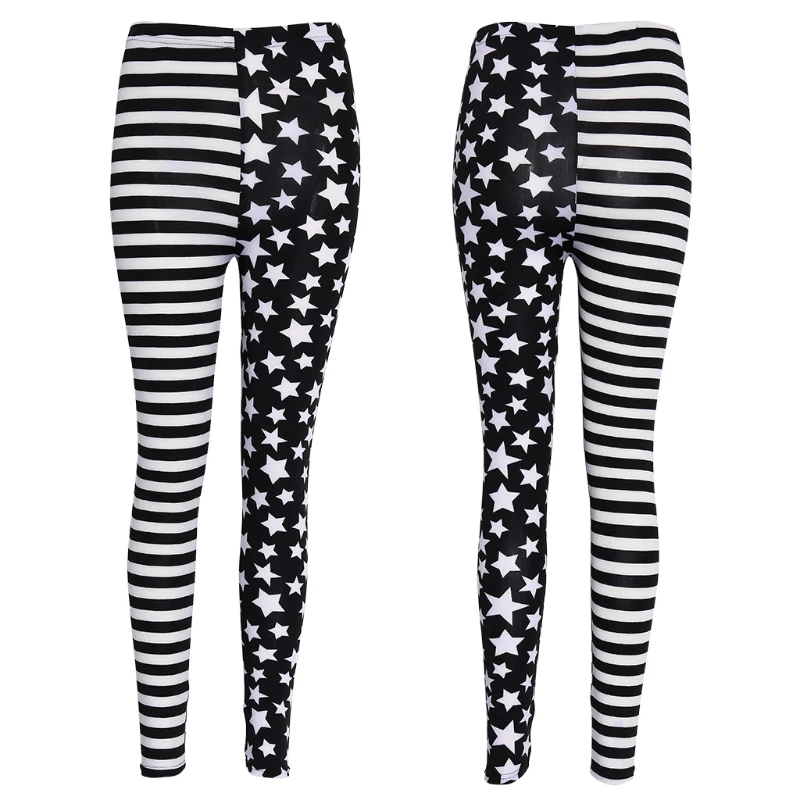 

Women Stripe+Stars Tights Leggings Elastic Waist Stretch Pencil Pants Jeggings