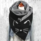 Женский теплый шарф с цветочным принтом, квадратный шарф с застежкой на пуговицах и тыквой, 2021