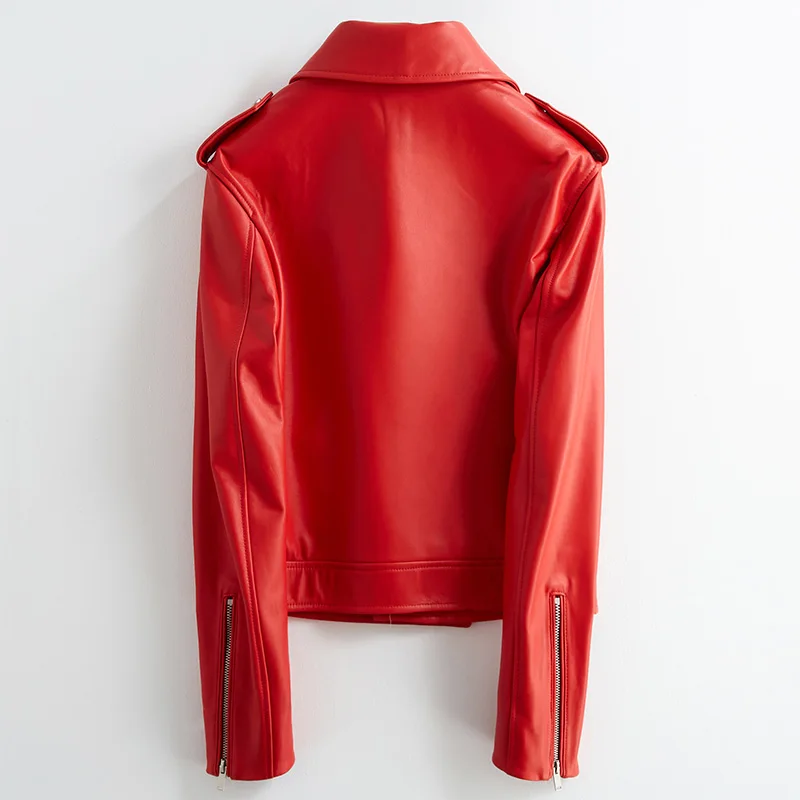 Красная мотоциклетная куртка короткие черные пальто из искусственной кожи