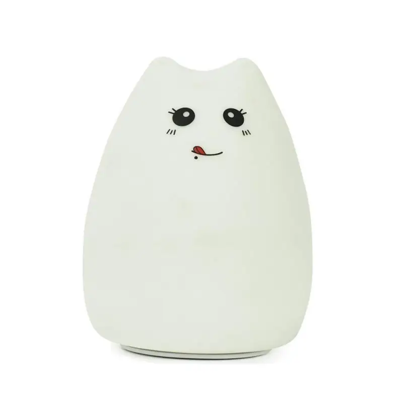 1 шт. Цветной силиконовый светодиодный ночник с кошкой usb-подзарядка кнопочный