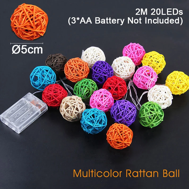 2M AA 5cm Multicolor Goodland 2 м светодиодный светильник-гирлянда Сказочный светильник s светодиодный гирлянда на батарейках декоративный светодиодный светильник s для декора Рождественское украшение для улицы - Испускаемый цвет: 2M AA 5cm Multicolor