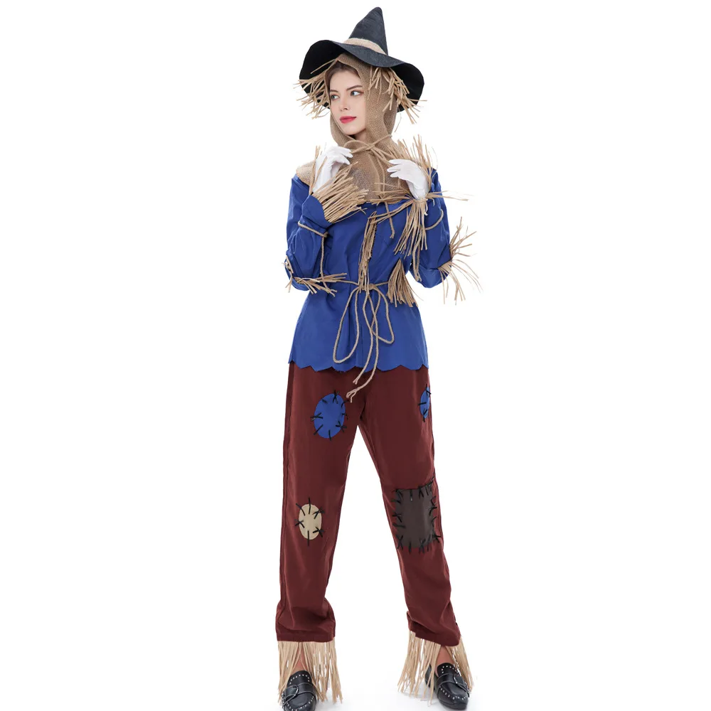 

Women The Wonder Scarecrow Dress The 2020 Drama Stage Costume Witch Cospaly Suit with Hat Belt