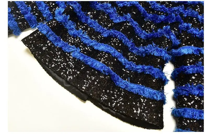 Женский блейзер с блестками дизайнерский облегающий пиджак бахромой Осень-зима