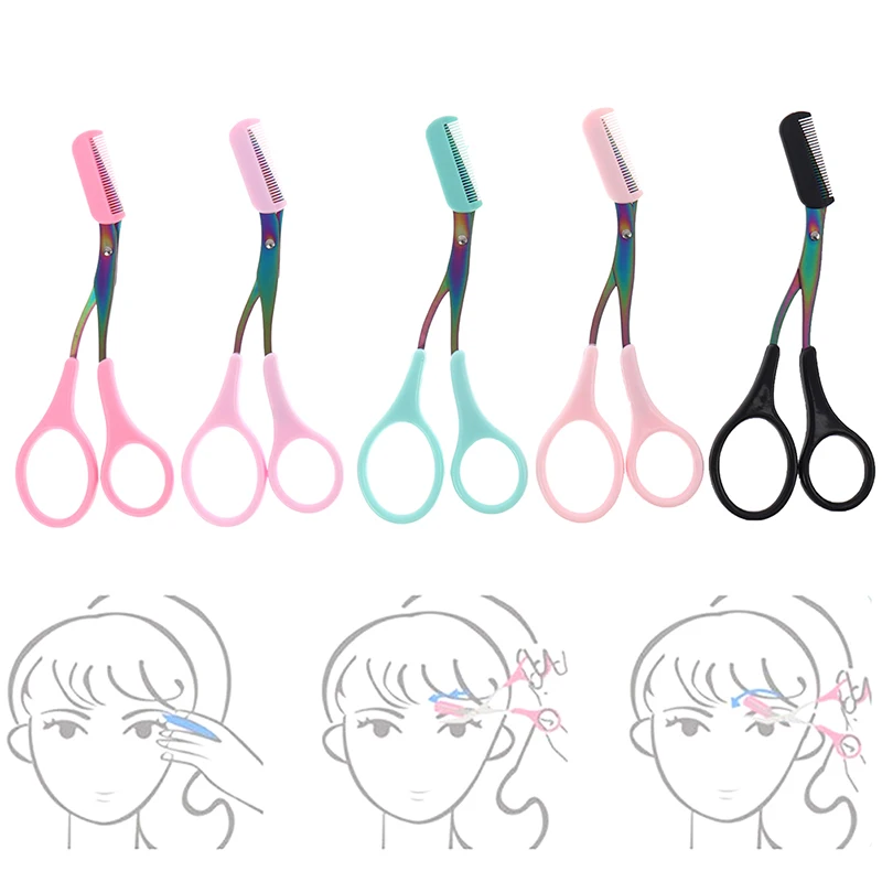 Ножницы для стрижки бровей из нержавеющей стали моющаяся бритва с расческой