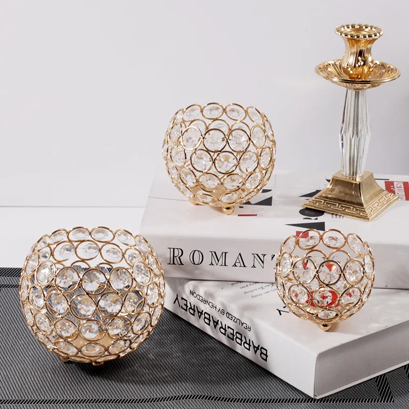 

Retro Galvanized Iron Crystal Ball Candle Holder Creative European-Style Wedding Christmas Decoration Desktop Hollow Candle Cup