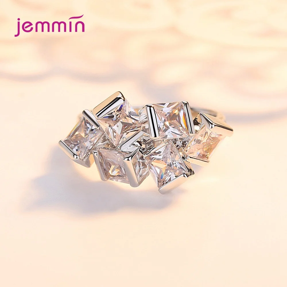 Преувеличенный 925 стерлингового серебра Штабелируемый квадратный CZ цирконием