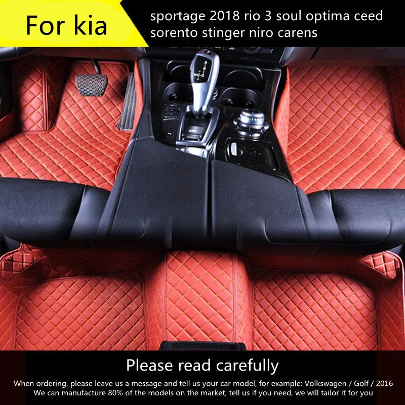 For kia sportage 2018 rio 3 soul optima ceed sorento stinger niro carens Leather Custom Auto car floor Foot mat