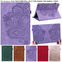 3d flower embossed for lenovo smart tab m10 fhd plus tb x606f x606x case flip stand tablet cover for lenovo m 10 plus 10 3 case