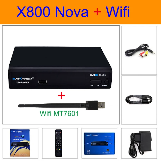 X800 Nova N wifi SATXTREM X800 NOVA Бесплатный ДЕШИФРАТОР спутникового телевидения H.265 поддержка Европы IP tv Cam коробка Spain combo DVB S2 Satelite приемник - Цвет: X800 Nova N wifi