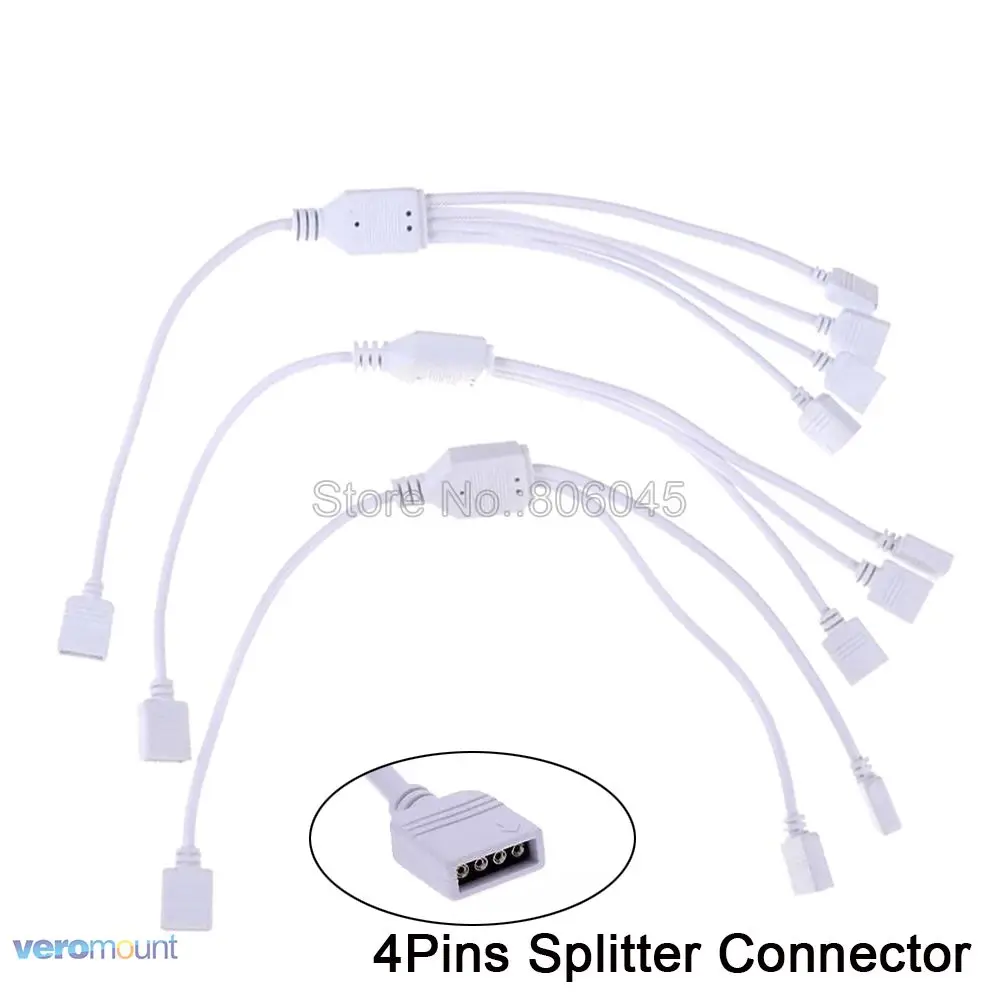 

RGB 4Pin Splitter Connector Wire 1 to 2 1 to 3 1 to 4 Female to Female Splitter Connector Extension Cable for RGB LED Striplight
