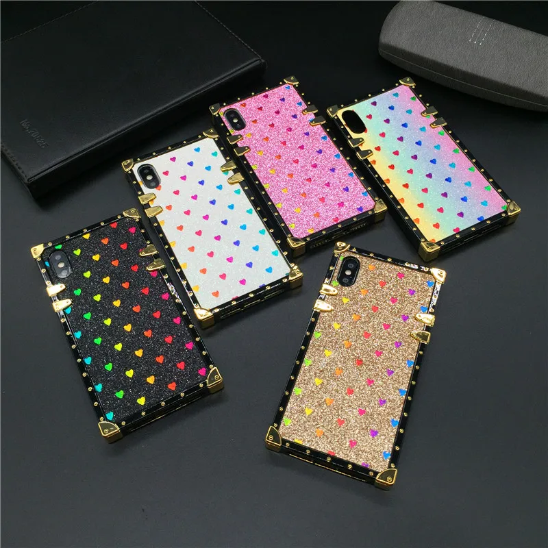 Роскошный чехол для телефона с Пчелой для iPhone 11 Pro X XR XS Max 8 7 Plus, квадратная Лазерная крышка с сердцем для samsung Galaxy S9 S10 Plus Note 10 Pro