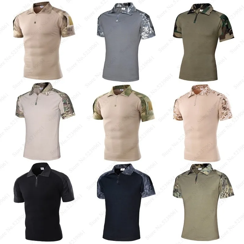 Мужская камуфляжная футболка поло с коротким рукавом уличная Тактическая