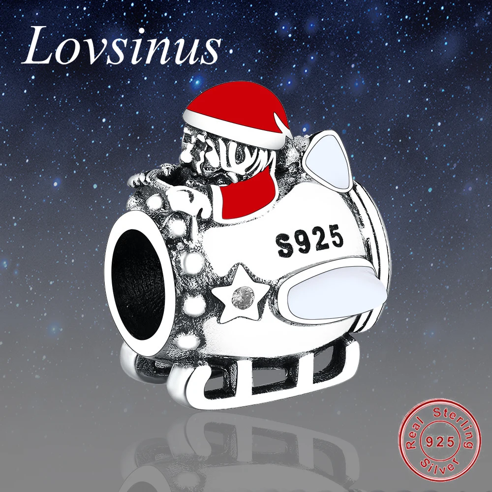 

Fit Original Europe Charm Bracelet 925 Sterling Silver Santa in Space Charm Clear CZ Pendant Bead Berloque DIY Kid Jewelry Gift