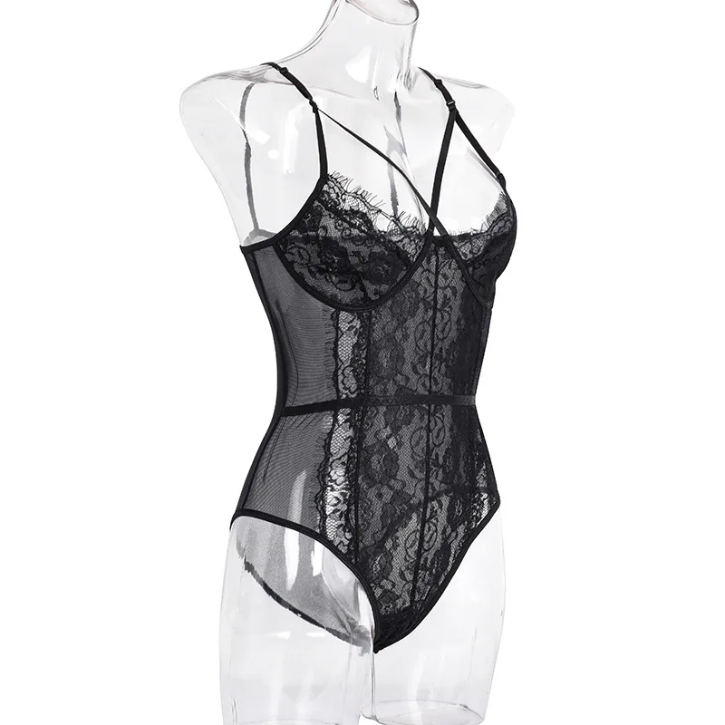 

Black Lingerie Sexy Transparent V-neck Sexy Bodysuit Women Costumes Babydoll Lace Underwear Porno Plus Size Body Sexy Bodysuit