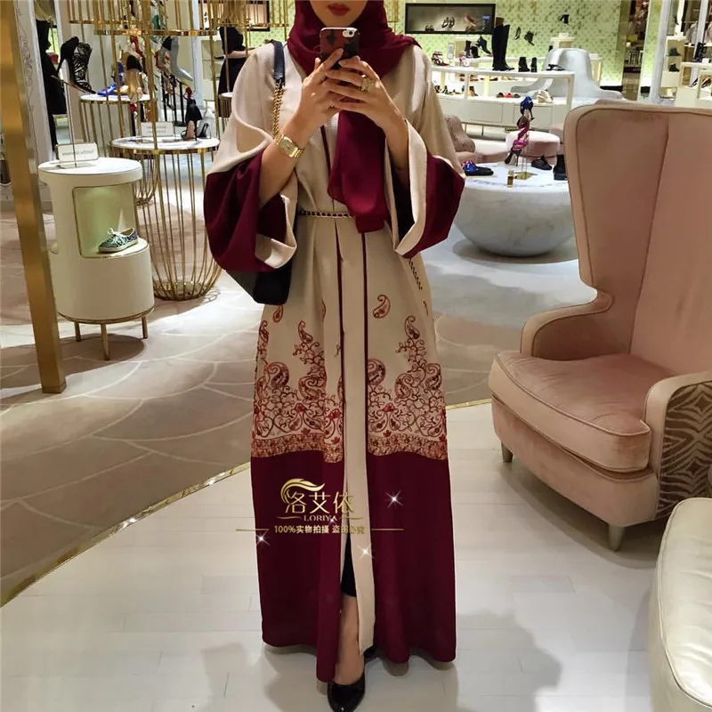 

2020 Elegant Dress Islam Muslim Scarf Dress Party Lr101 Printed Dubai Red Robe, Red Scarf Outside