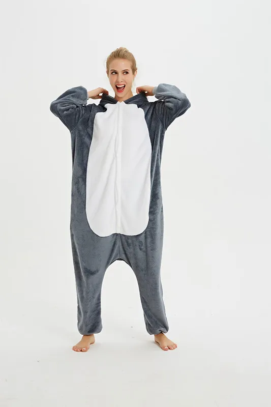 Комбинезон фланелевый для взрослых пижама кигуруми волка кролика единорога