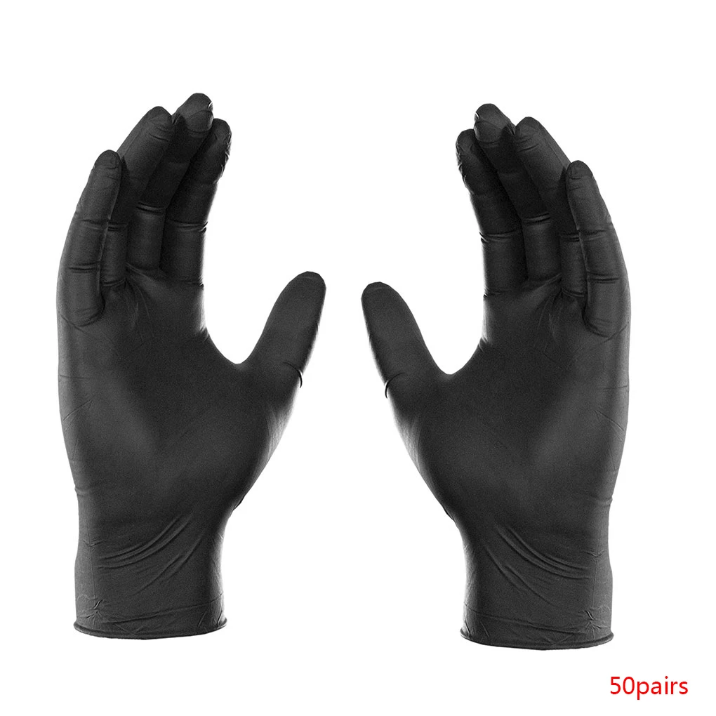 

100PCS Black Food Grade Disposable Gloves Kitchen Garden Work Dishwashing Waterproof Gloves Universal For Left and Right Hand