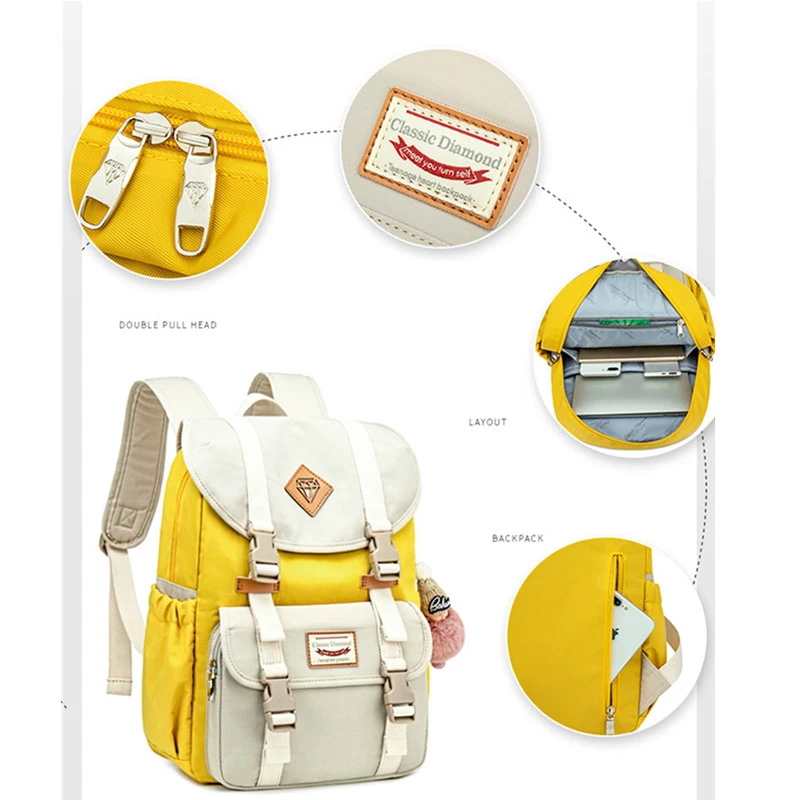 Korean New Junior School Bags For Teenager Girls College Backpack Student Children Bag Concise Waterproof Campus Backpacks