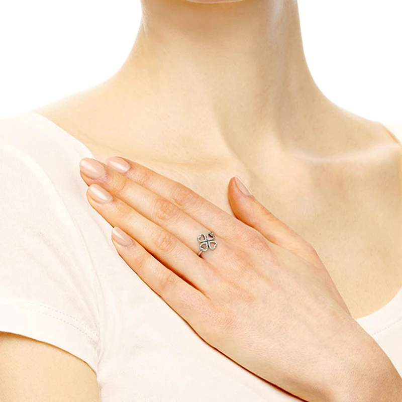 

CUTEECO New Silver Color Petal of Love Crystal Rings for Women Wedding Ring Engagement Romantic Jewelry Valentine's Day Gift