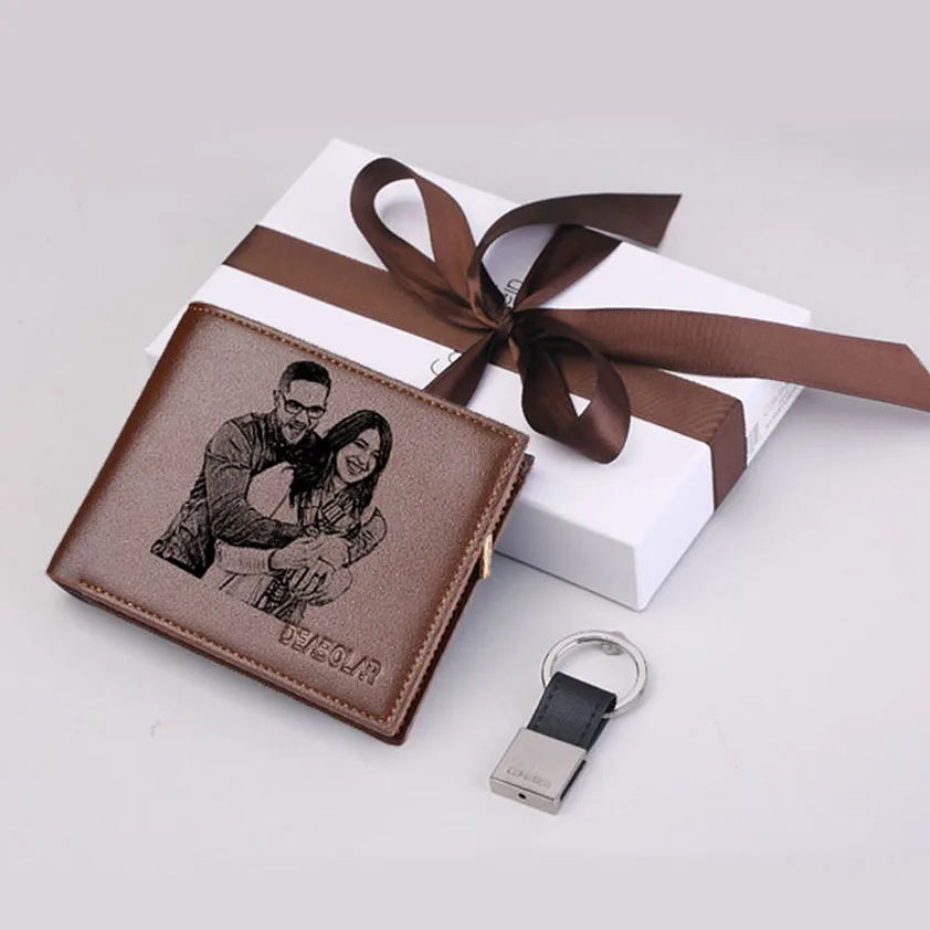 

Personalized Photo Wallets for Men Gift for Him Dad Husband Men Boyfriend Customized Engraved Picture Card Holder Purse Wallet