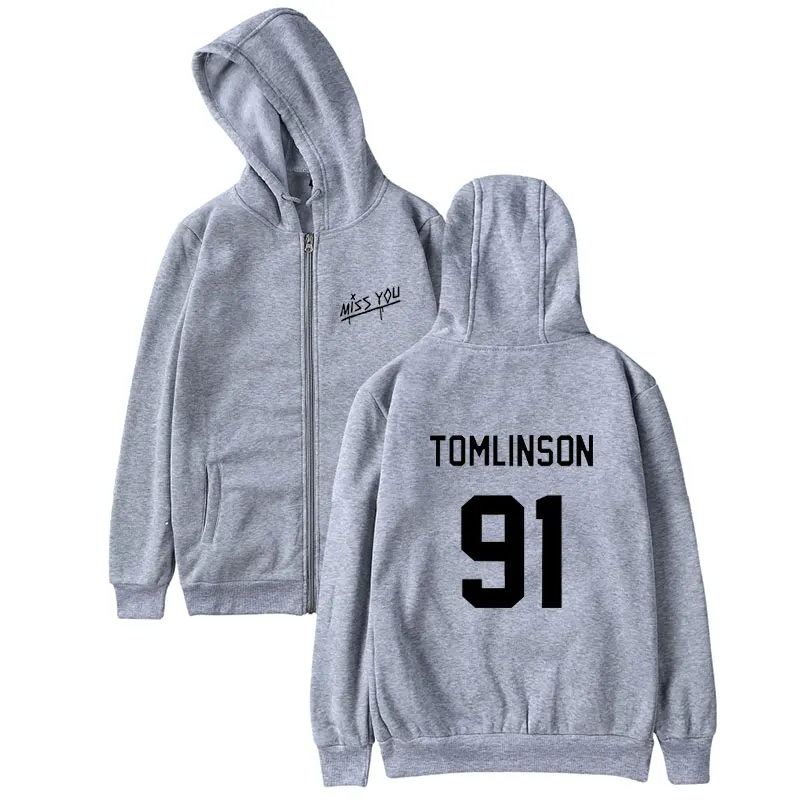 

Louis Tomlinson Miss You Smiley Face zipper Hoodie Women Men Hip Hop Hipster Zipper Fleece Hoodies Brand Jacket Coat Sudader