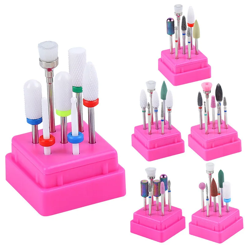 

7 Pcs Nail Art Ceramic Polishing Head Set Nail Drill Bits for Electric Drill Manicure Machine Pedicure Mill Cutters Corn