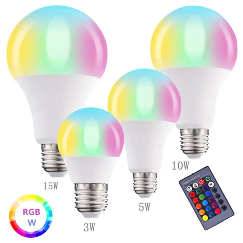 Смарт-E27 RGB белый светильник лампа 3W 5W 10W 15W светодиодные лампы 85-265V Цвет изменение
