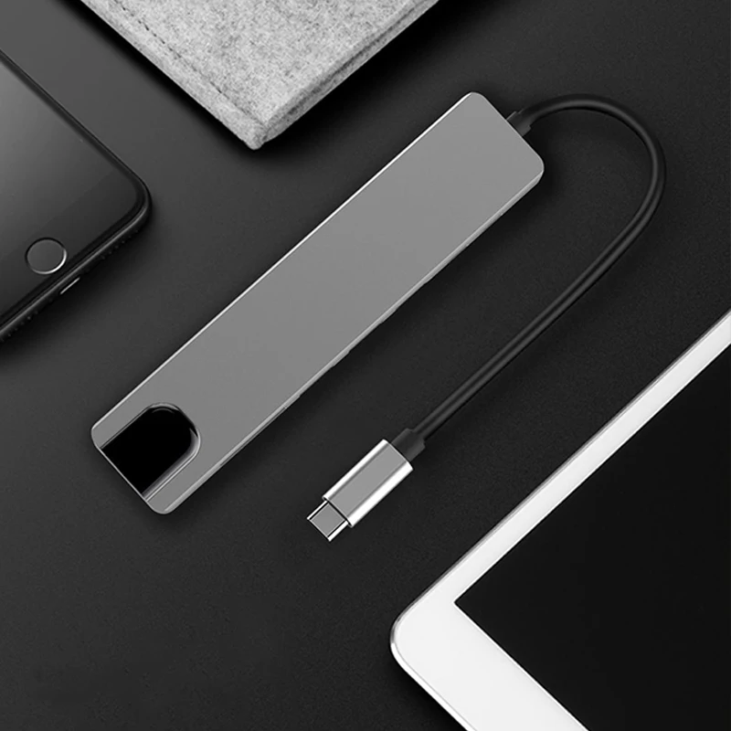 Тип-C док-станция USB 3,0 6-в-1 док-станция с Usb док-станция с разрешением 4K HDMI с 87 Вт зарядка pd с RJ45 для MacBook для ноутбука