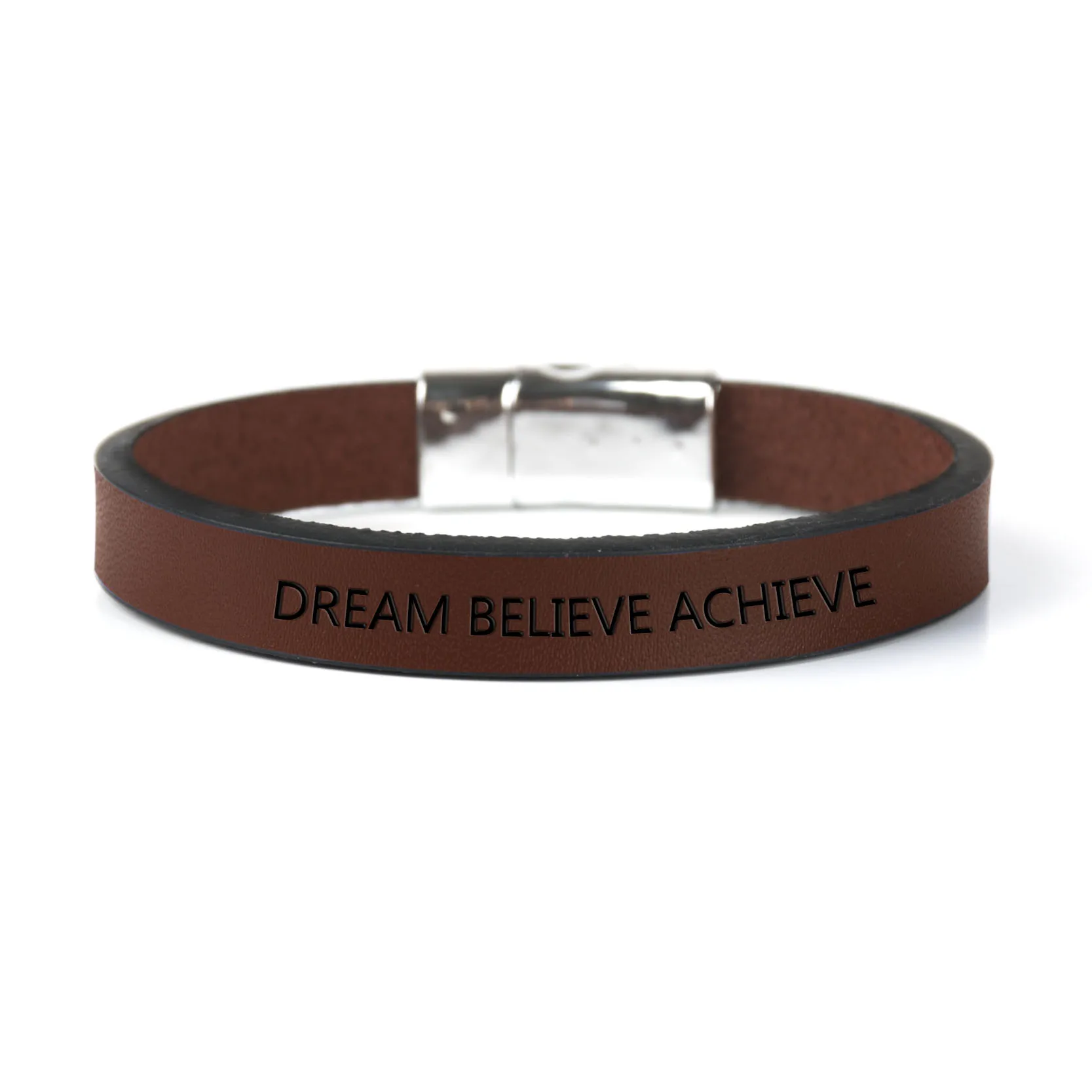 МЕЧТА верю добиться Выгравированные буквы браслет с магнитной пряжкой кожаная