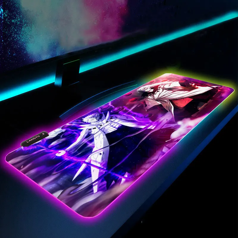 Игровой коврик для мыши с аниме RGB подсветкой 900x400 размер XXL компьютерный CS GO Hyper