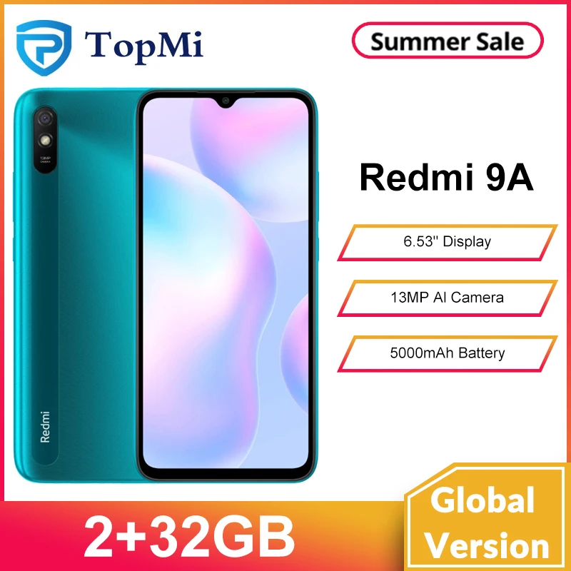 Глобальная версия смартфона Xiaomi Redmi 9A 2 Гб ОЗУ 32 ПЗУ Восьмиядерный процессор MediaTek