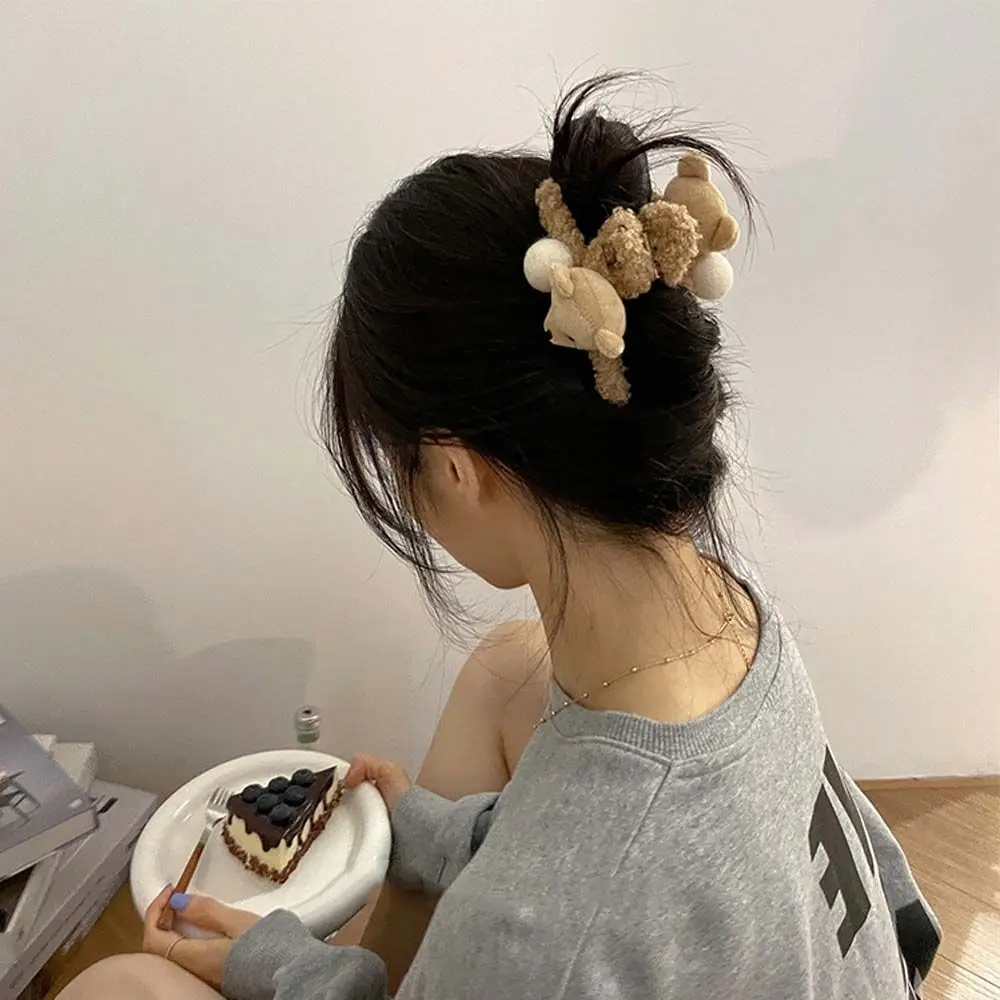 1 шт. модные заколки для волос с плюшевым медведем супер милая универсальная