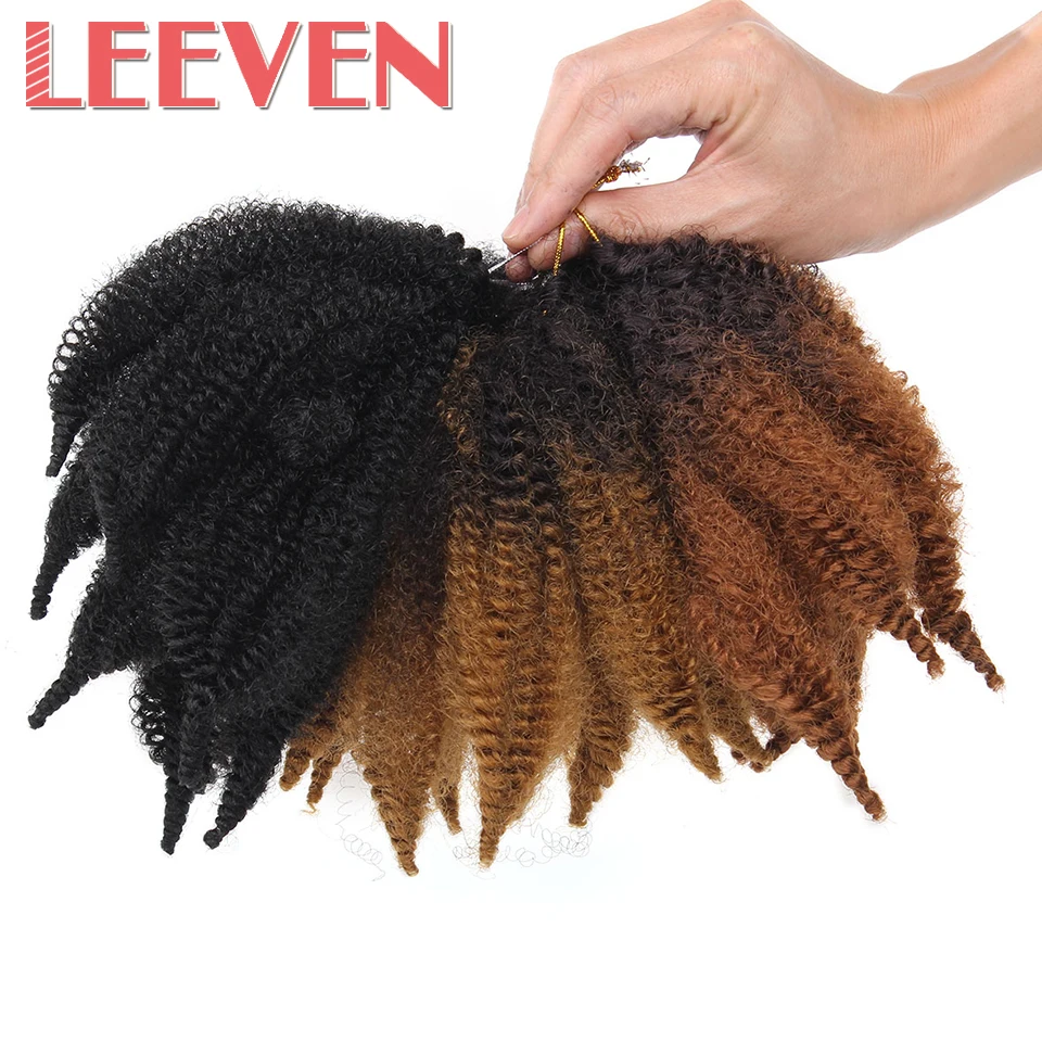 Leeven 8 дюймов Marley косы мягкие афро кудрявые вьющиеся волосы синтетические вязаные