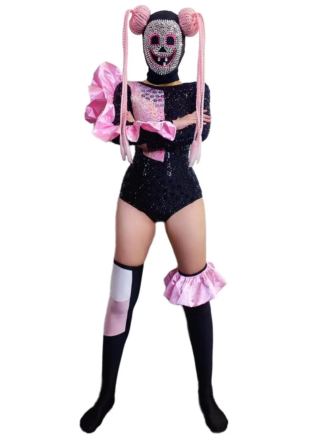 Sexy off-shoulder suspender top + trousers black suit High-quality women's lace stitching casual fashion two-piece suit