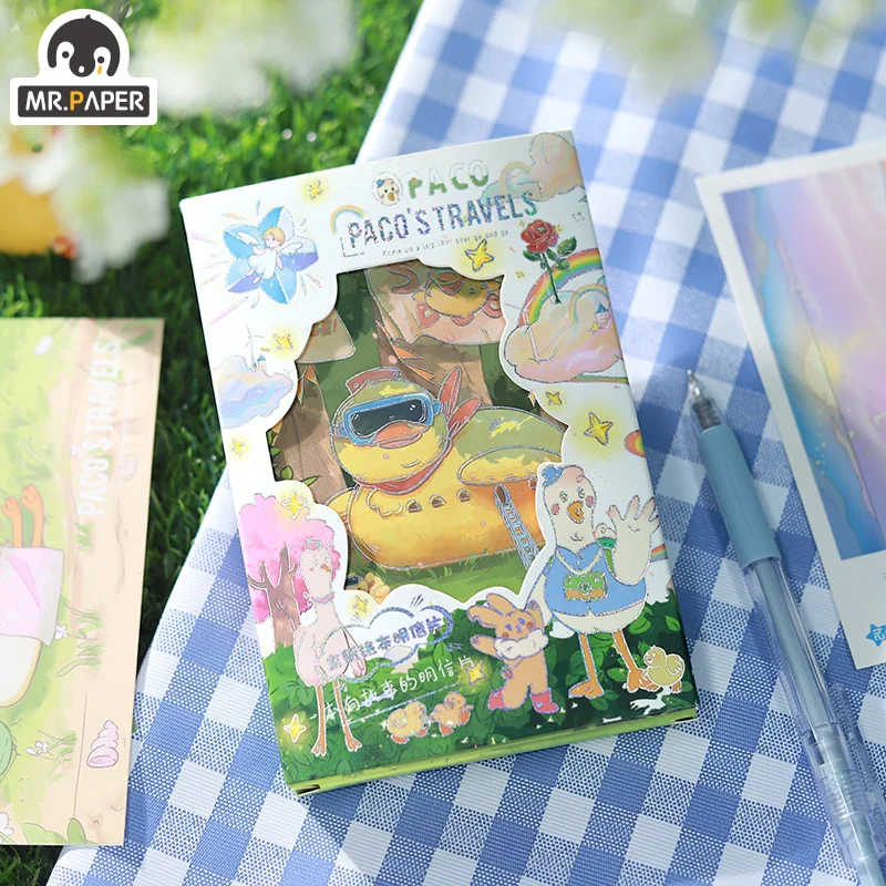 

Mr.Paper 30pcs/box Parker's Journey Series Postcards Creative Blessing Writing Greetings Gift Decoration Collage Material