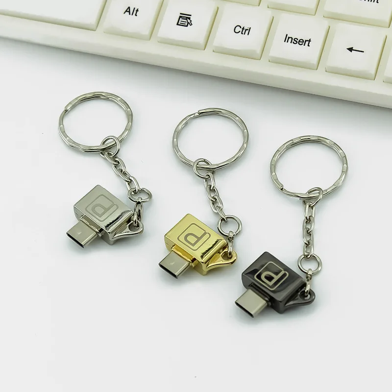 Металлический OTG адаптер Type-c к micro USB с цепной пряжкой Android мобильный телефон Type-C 2 0