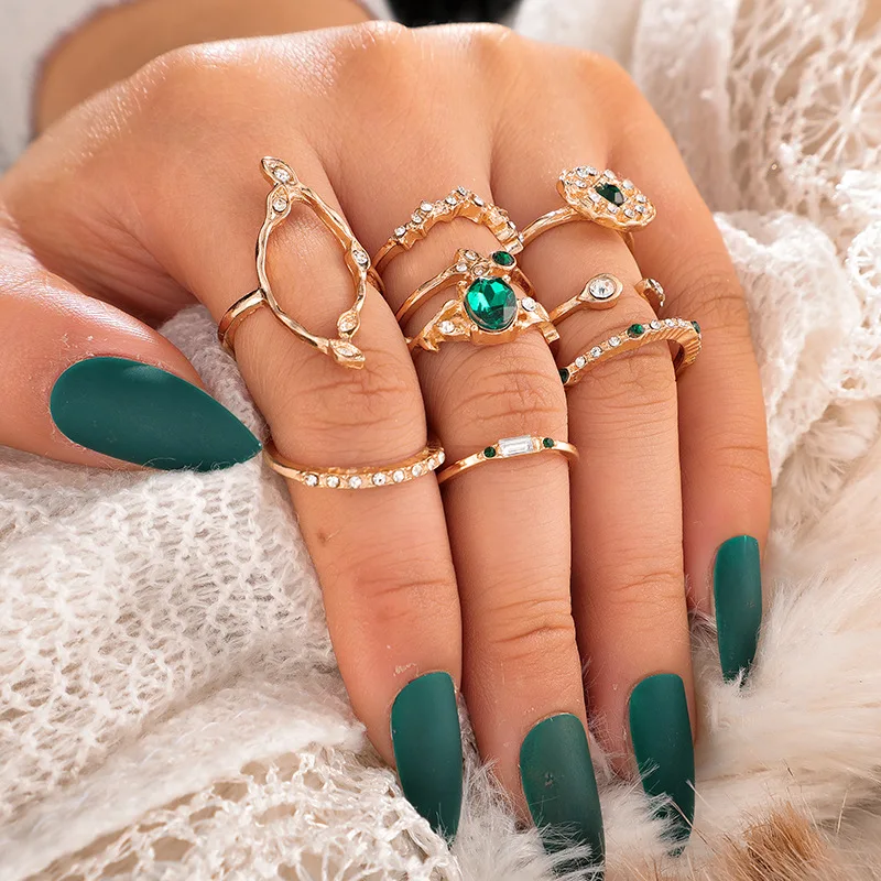 

Bohemia Love Ring With Turkish Eye Emeralds Sterling Silver Rings for Men Set of Rings 2021 Trend Leaves Signet Ring Man Women's