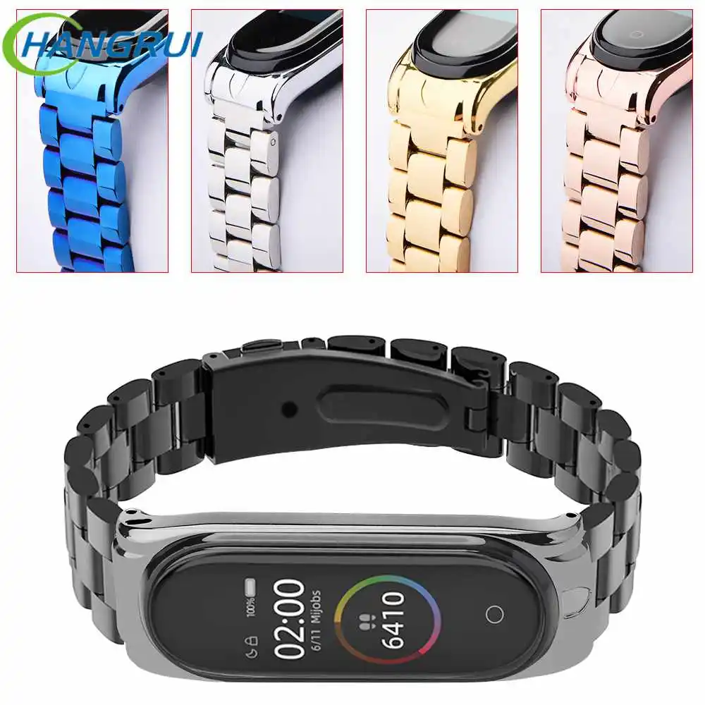 Ремешок для смарт часов XiaoMi Mi Band 4 металлический браслет из нержавеющей стали 5 3 2