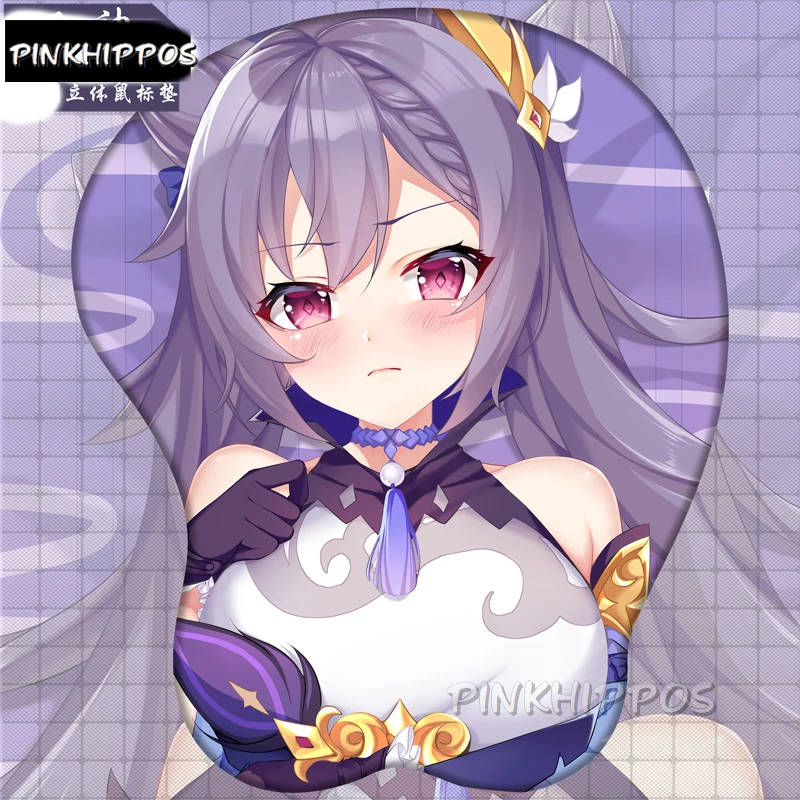 

PINKHIPPOS Anime Genshin Impact Keqing Cosplay 3D Soft Gel Gaming Zhongli Mouse Pad Ergonomic Mousepad with Wrist Support