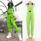 Новые танцевальные костюмы в стиле хип-хоп для взрослых, клубный бар, женские флуоресцентные зеленые сиамские комбинезоны, брюки, Уличная Одежда для танцев SL3734