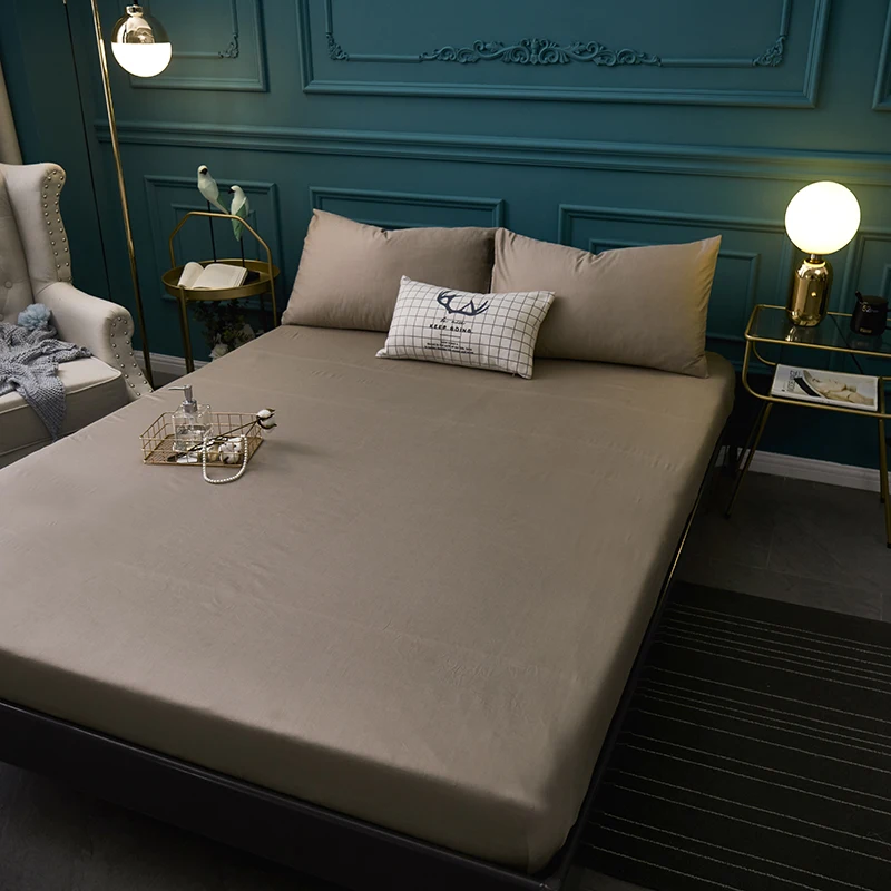 1pcs cotton Fitted Sheet High 30cm solid color Bed Sheet Four Corners With Elastic Band Mattress Cover 90x200cm/200x220cm