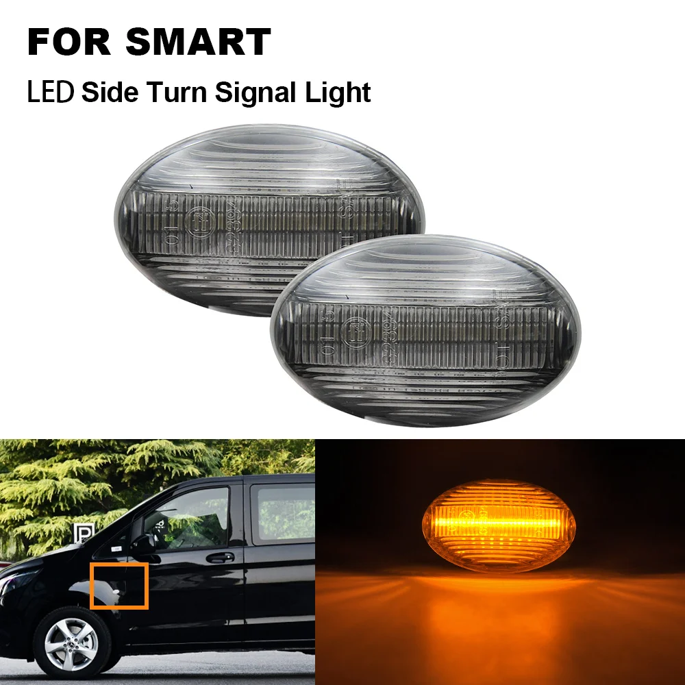 

2PCS Smoke Lens 12V LED Side Marker Light Lamps For Smart Fortwo W450 Roadster W452 For Mercedes A-Class Citan Vito