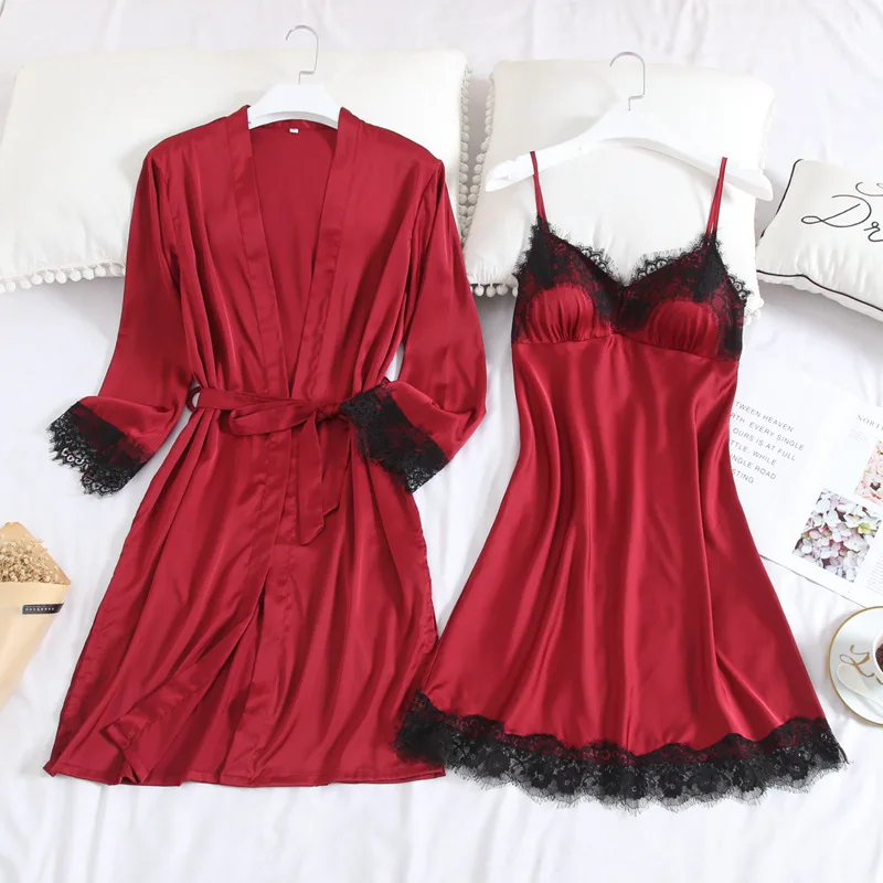 Летняя женская пижама из двух предметов сексуальная одежда для сна халаты с