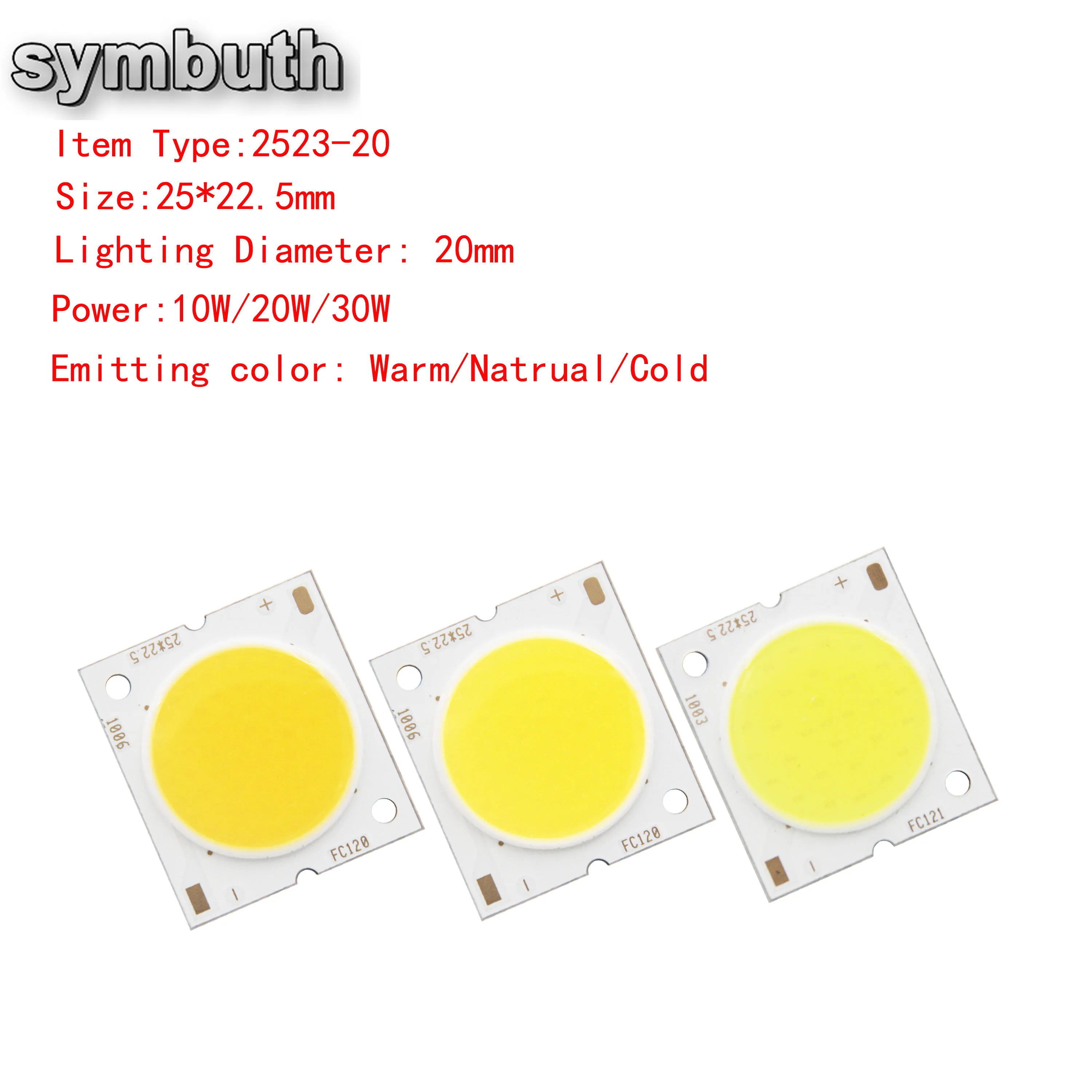 

25*23mm 20mm Lighting Diameter Led Cob Spotlight Source Cold Warm Nature White for Down Track Lamp 10W 20W 30W Led Diode Led